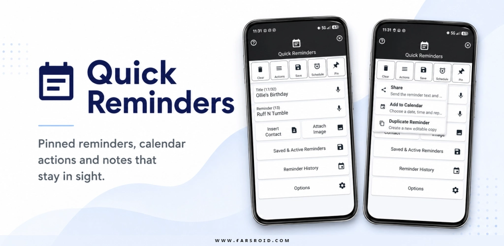 Quick Reminders - Notification Notes & Reminders
