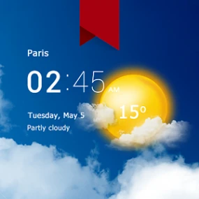 Transparent clock and weather logo